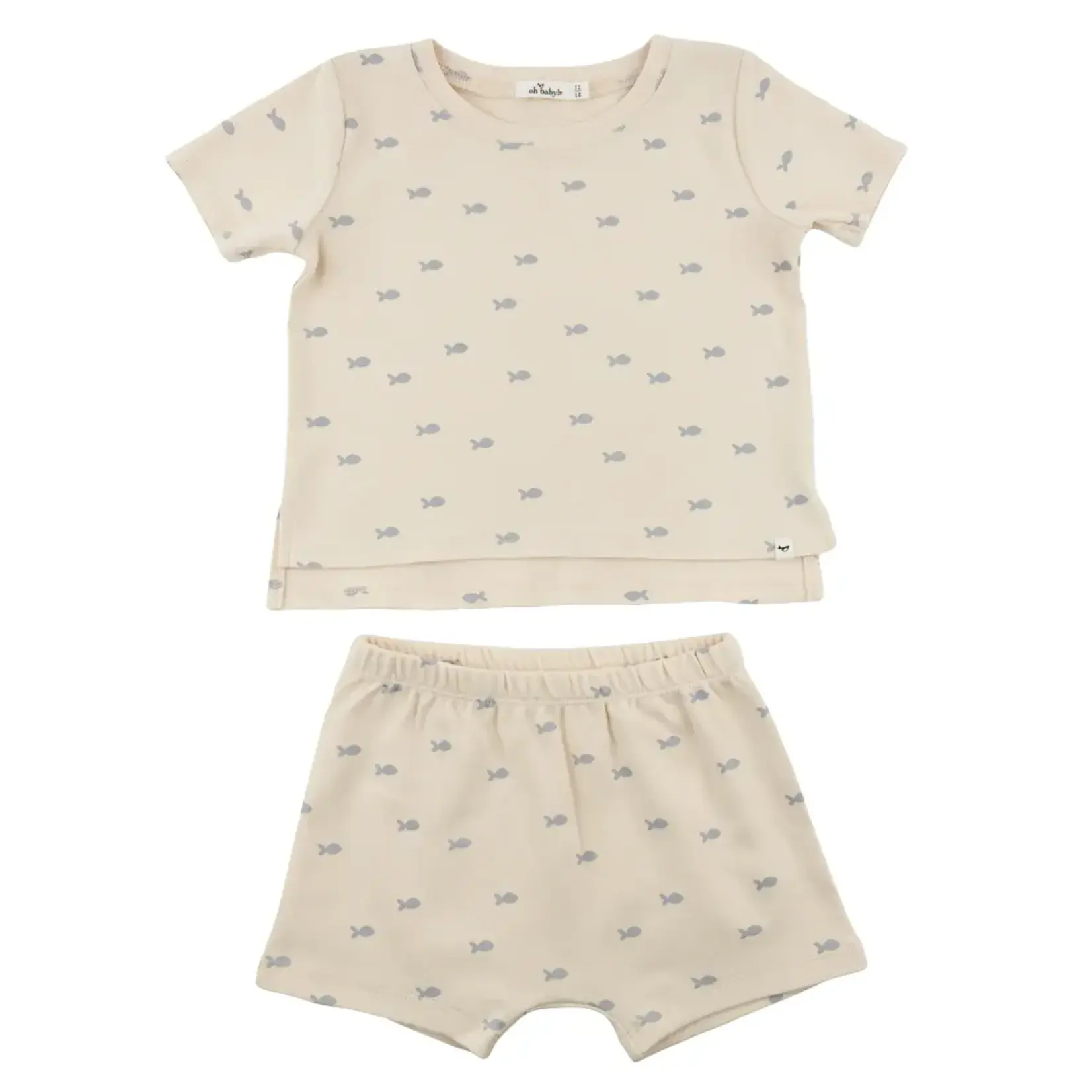 Oh Baby! Natural Mini Fish Shorts Set