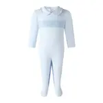 Rachel Riley Pima Blue Smocked Footie