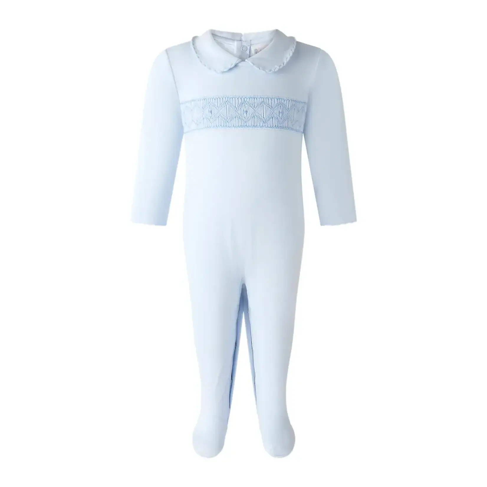 Rachel Riley Pima Blue Smocked Footie