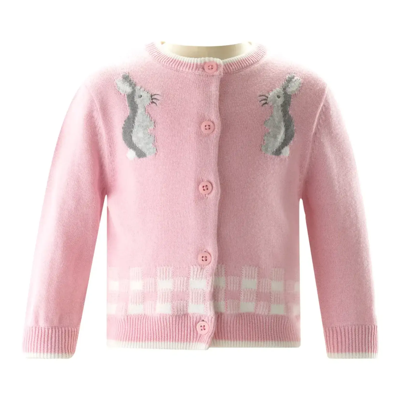 Rachel Riley Pink Bunny Gingham Cardigan