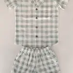 Yo Baby Sage Plaid Shorts Set