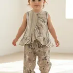 Yo Baby Brown Striped Top & Floral Pants Set