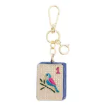 Canvas Style Mahjong One Dot Tile Embellished Bag Charm in White, Blue