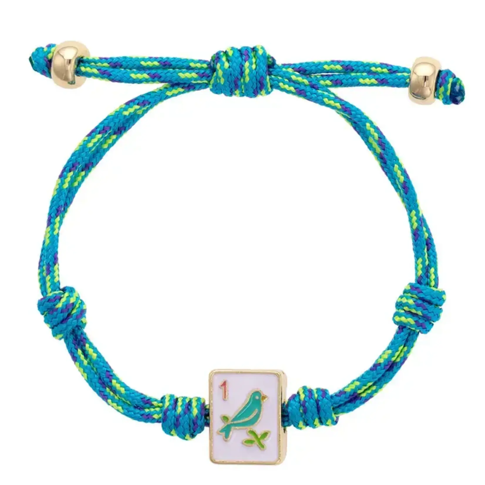 Canvas Style Sparrow Mahjong Tile Paracord Bracelet in Blue Multi