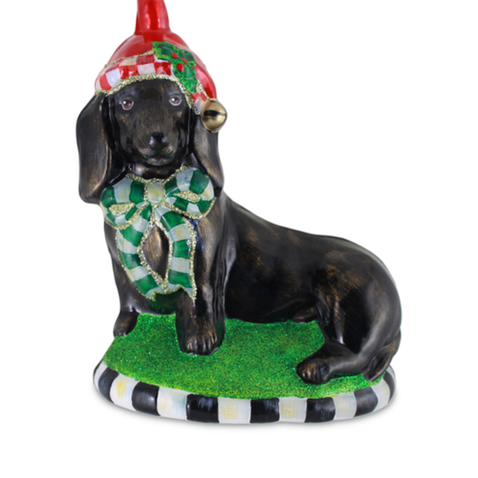 MacKenzie-Childs holiday dachshund dog glass ornament