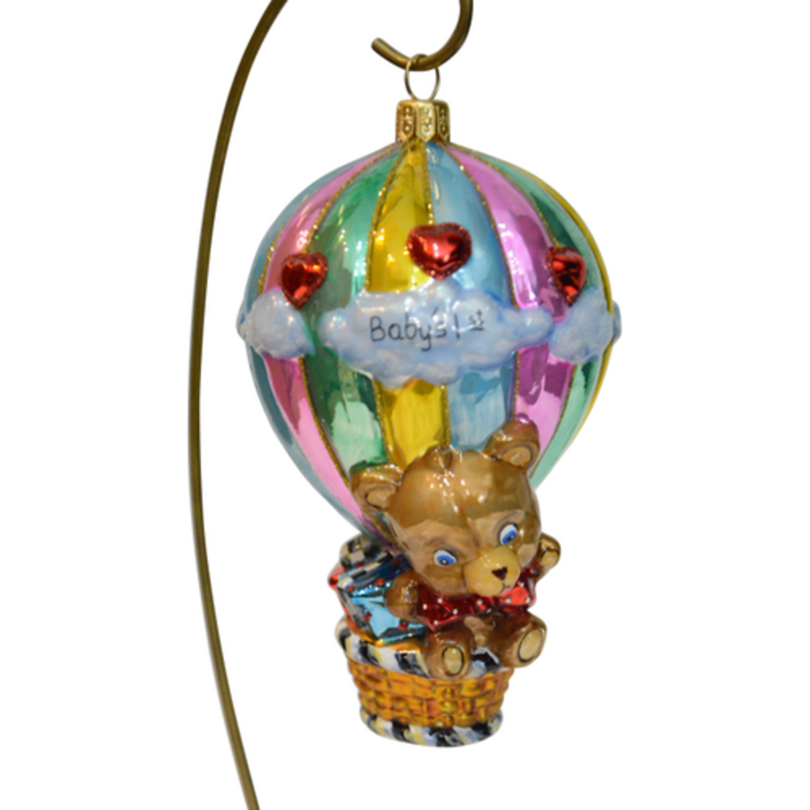 MacKenzie-Childs baby's 1st balloon ride glass ornament