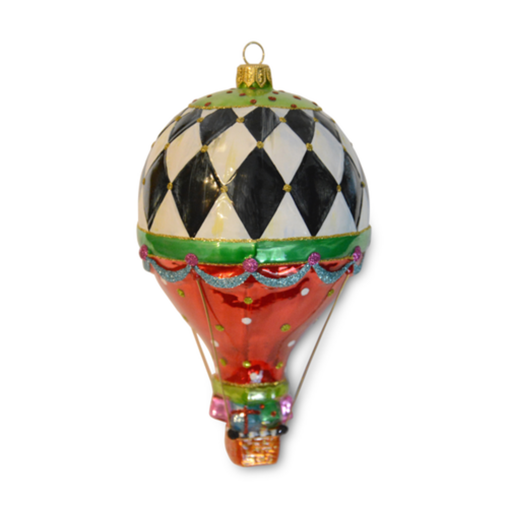 MacKenzie-Childs confetti hot air balloon glass ornament