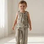 Yo Baby Brown Floral Tie Top & Floral Pants