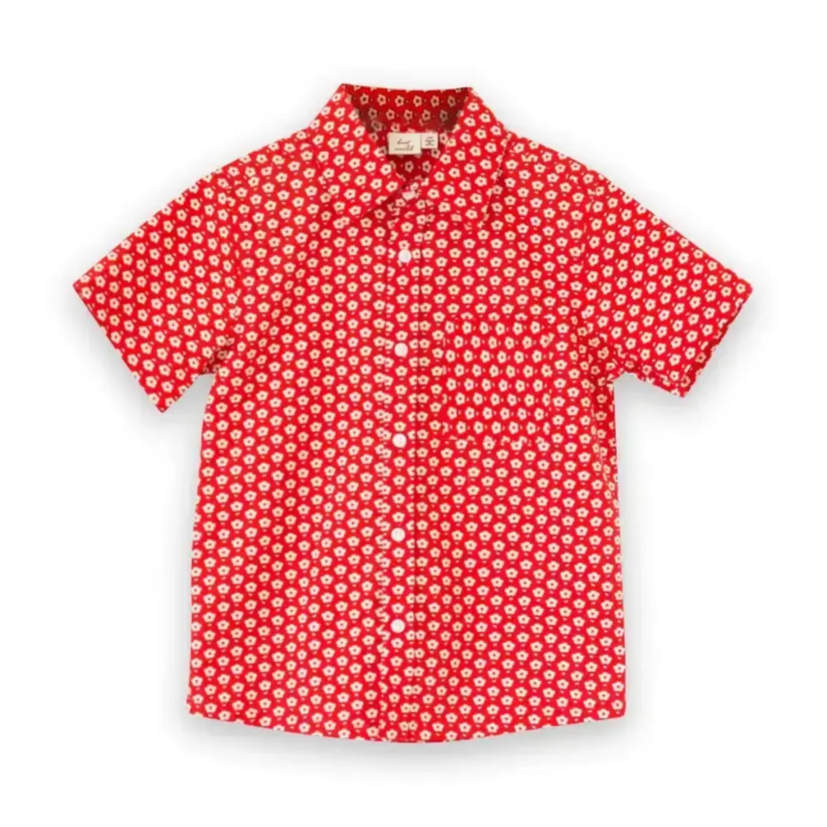 Beet World Boys Collar Shirt - Red Button Floral