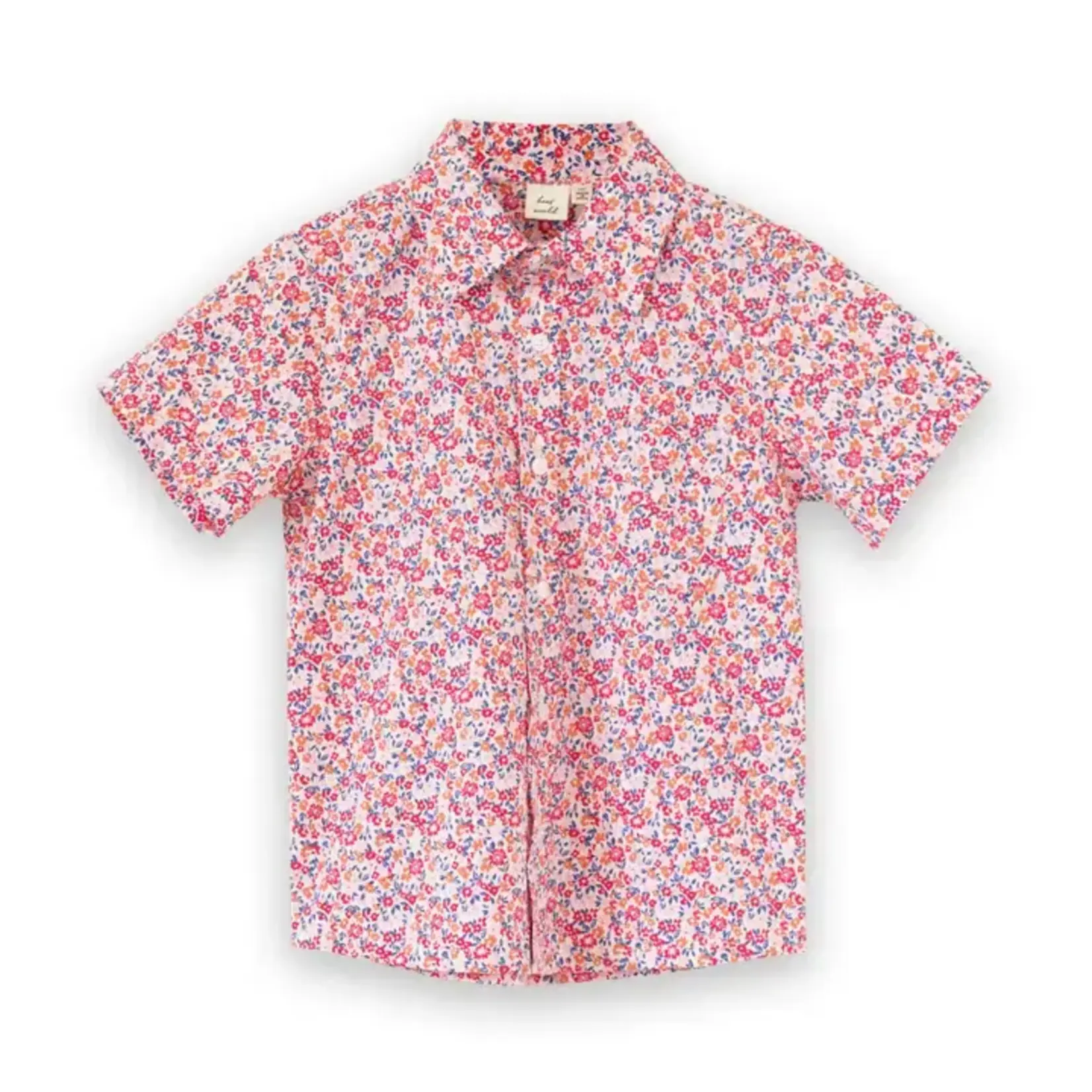 Beet World Boys Collar Shirt - Red and Blue Floral