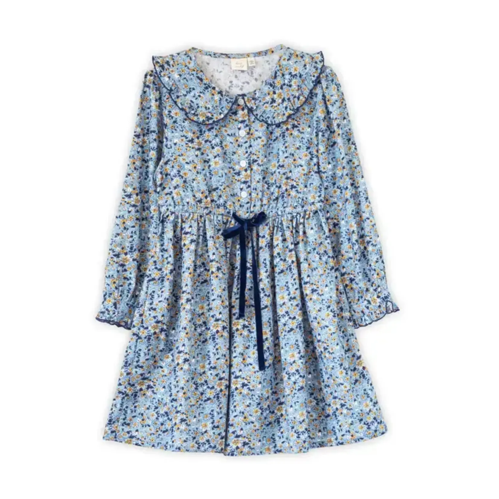Beet World Blue & Mustard Wildflowers Adelaide Dress