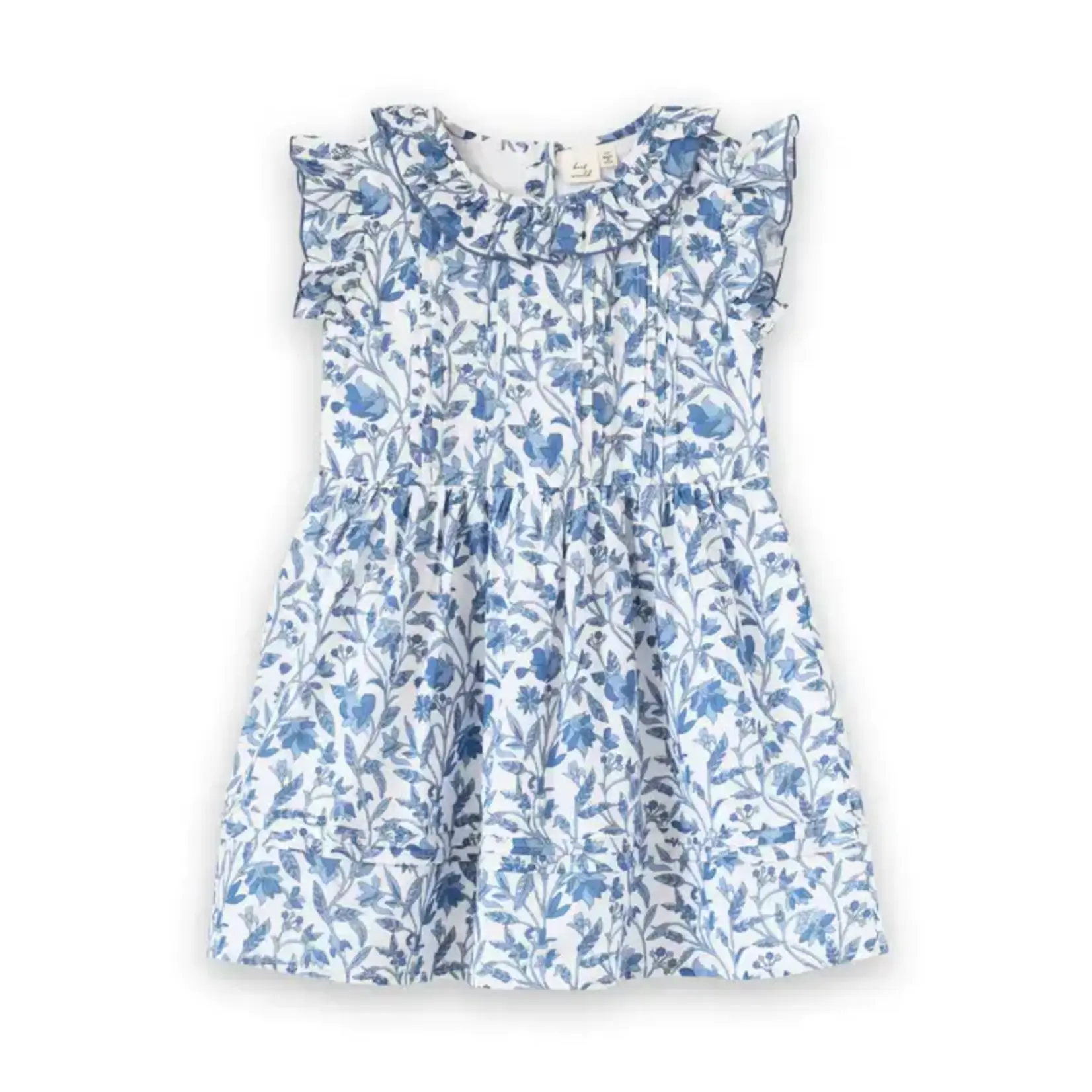 Beet World Vintage Blue Girls Ana Dress with Ruffles