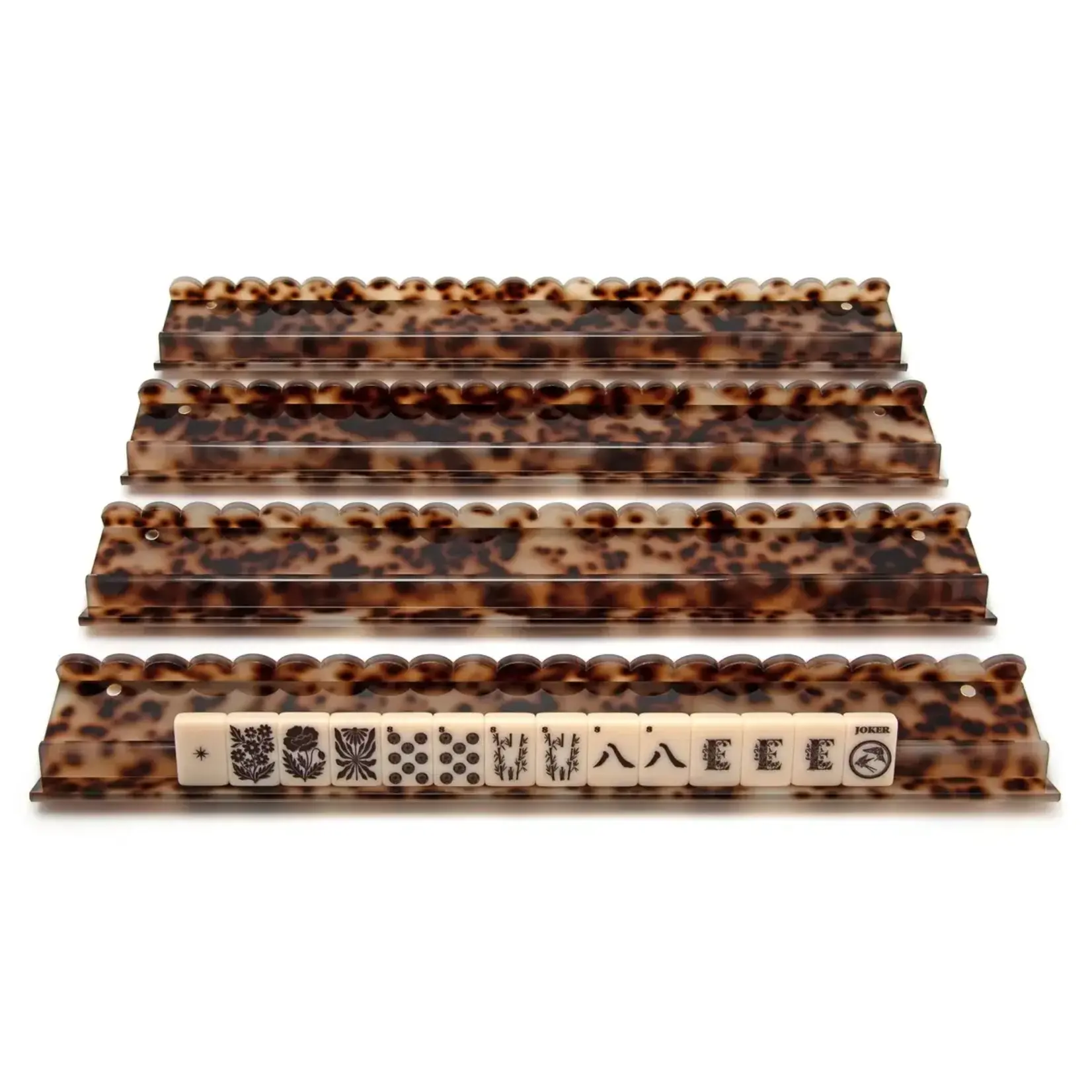 Haus of Tiles Tortoise Scalloped Acrylic Mahjong Rack Set