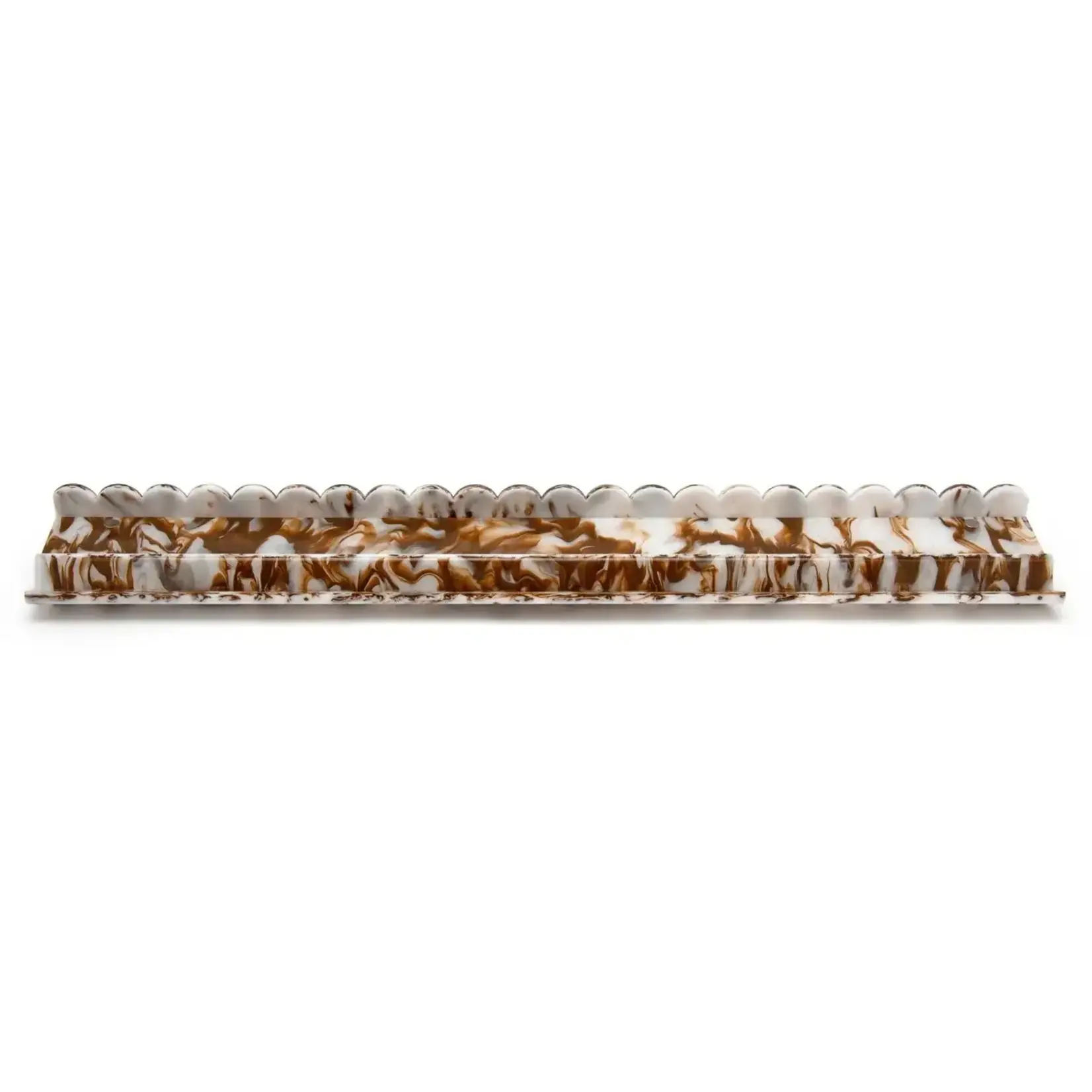 Haus of Tiles Driftwood Marble Scalloped Acrylic Mahjong Rack Set
