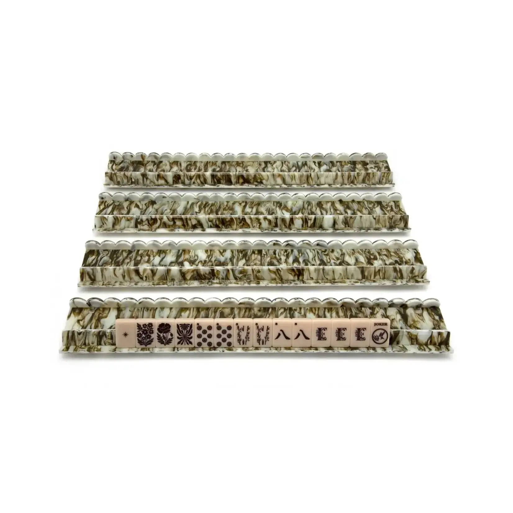 Haus of Tiles Ivy Marble Scalloped Acrylic Mahjong Rack Set
