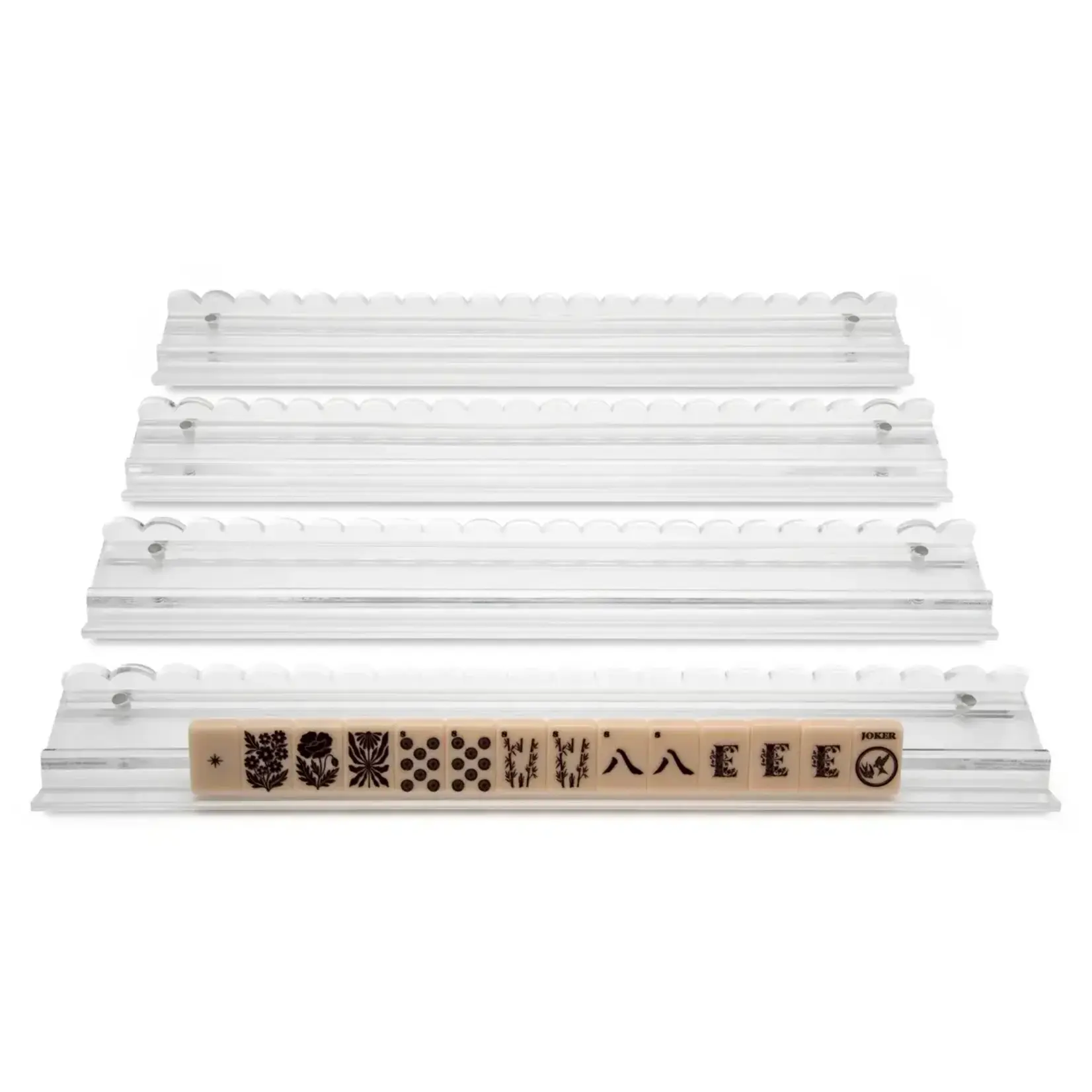Haus of Tiles Clear Scalloped Acrylic Mahjong Rack Set