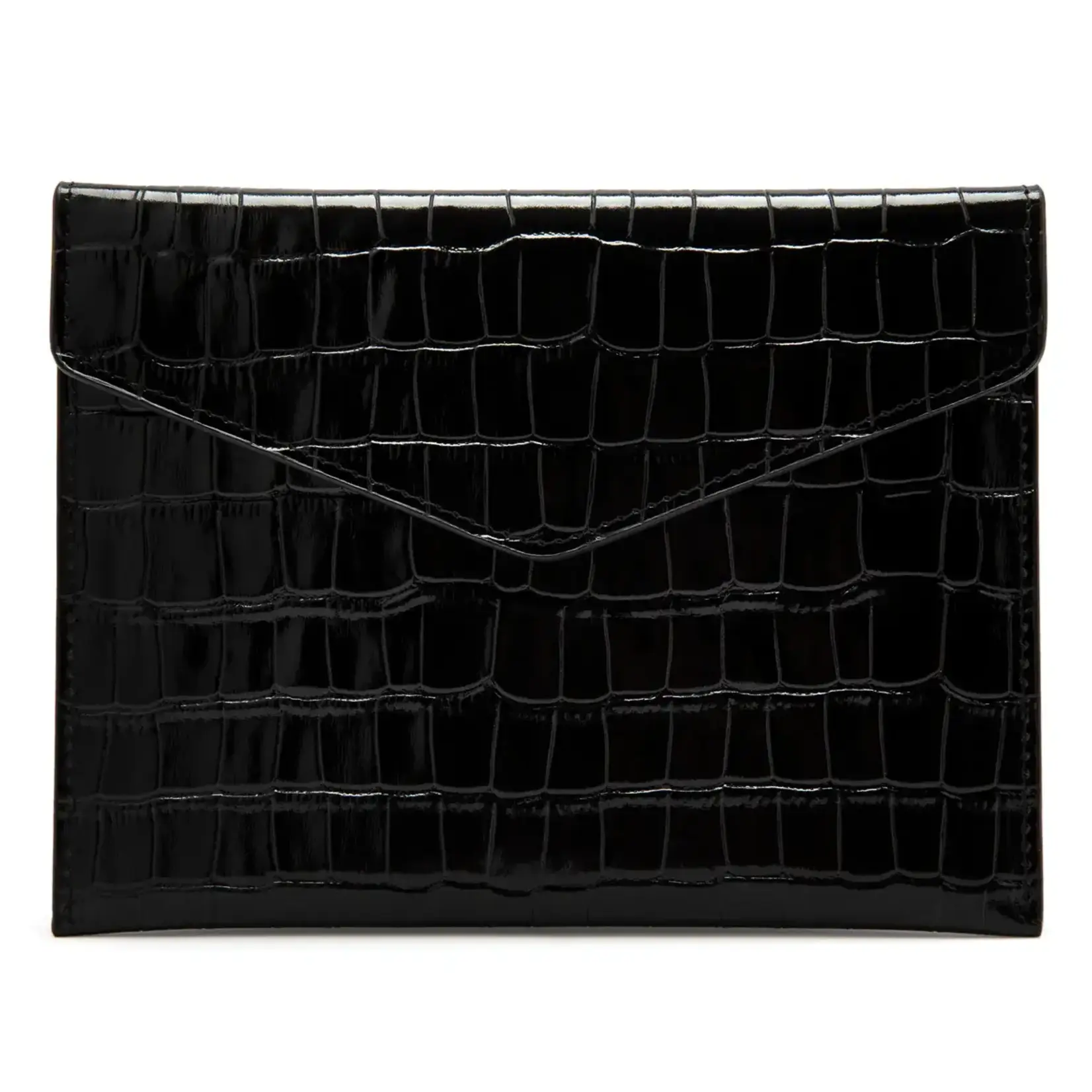 Haus of Tiles Black Genuine Croc-Embossed Leather Mahjong Card Clutch