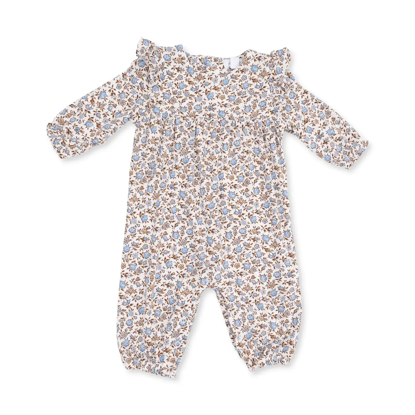 Angel Dear Natural Fall Floral Ruffle Sleeve Romper