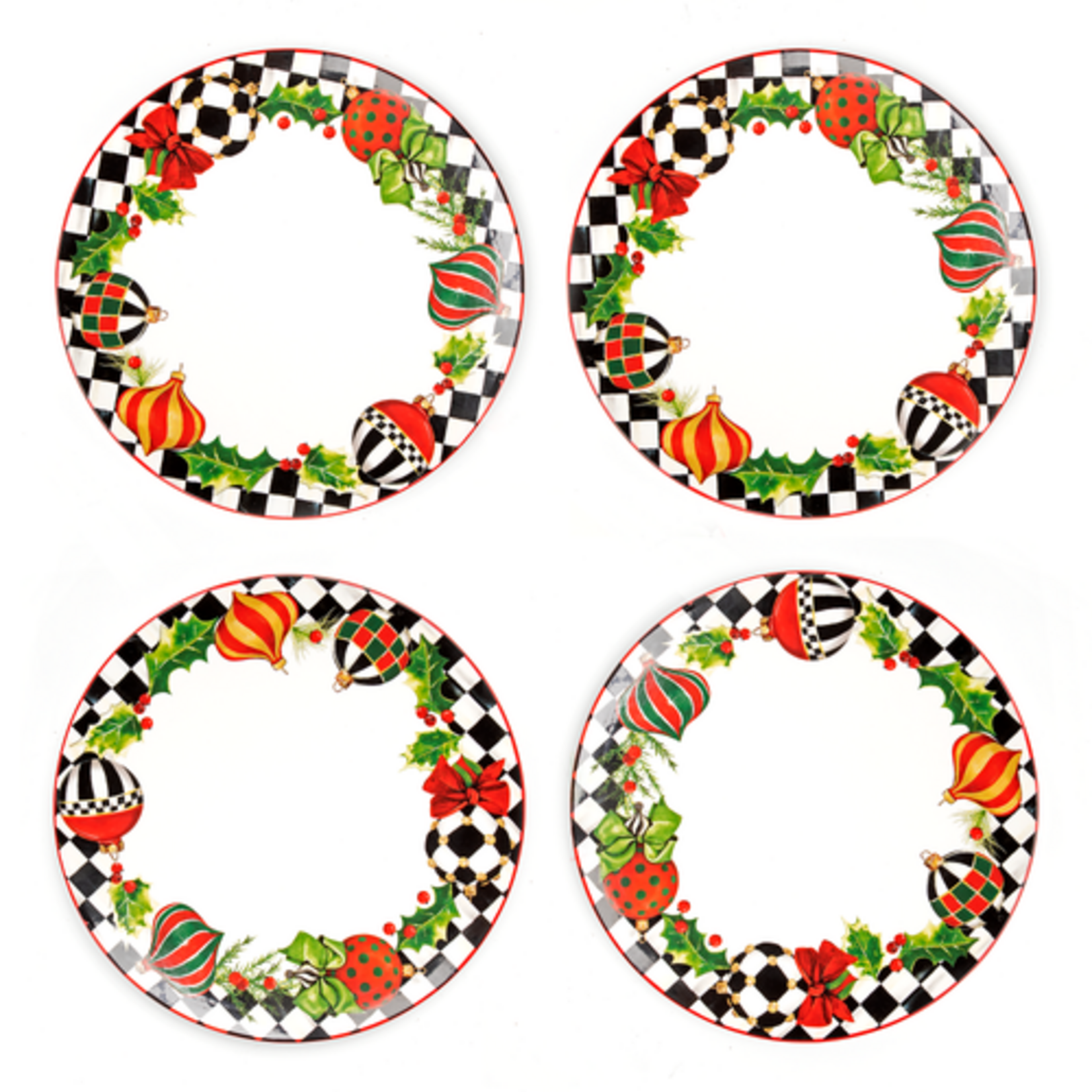 MacKenzie-Childs deck the halls dinner plates, set of 4