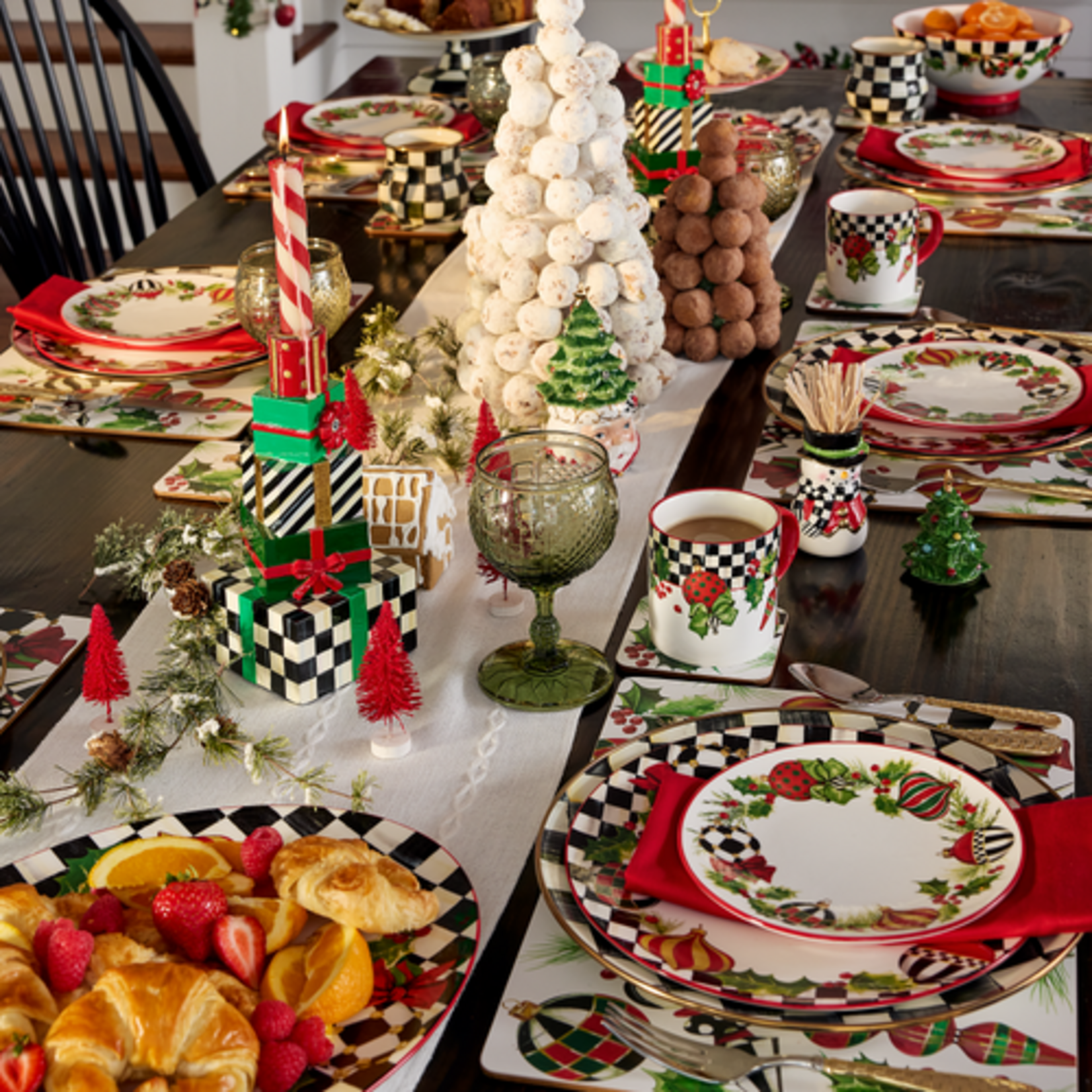 MacKenzie-Childs deck the halls dinner plates, set of 4