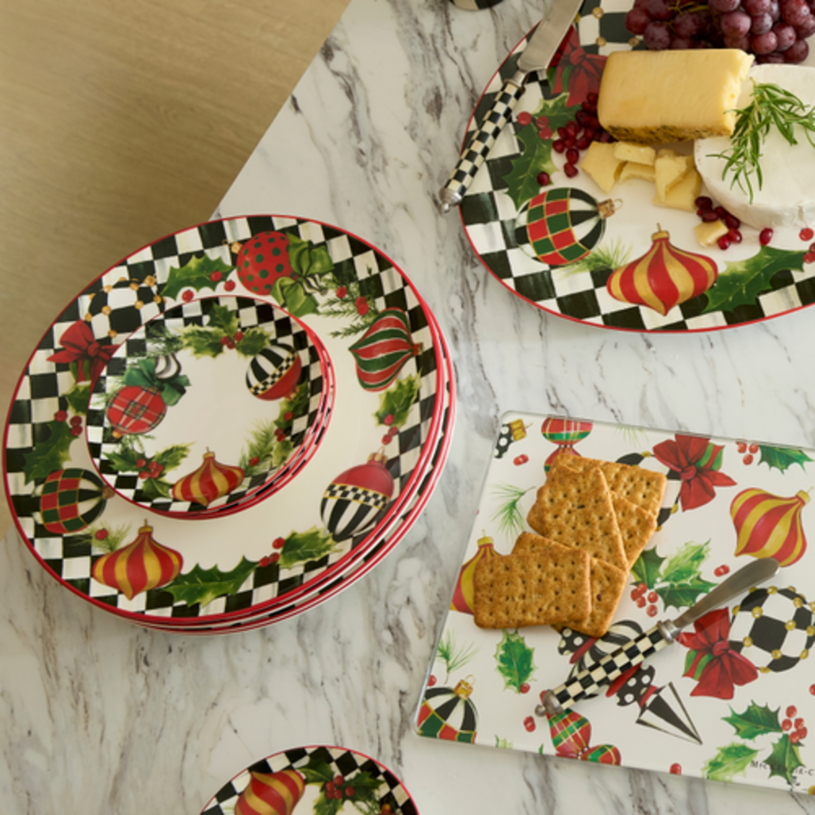 MacKenzie-Childs deck the halls dinner plates, set of 4