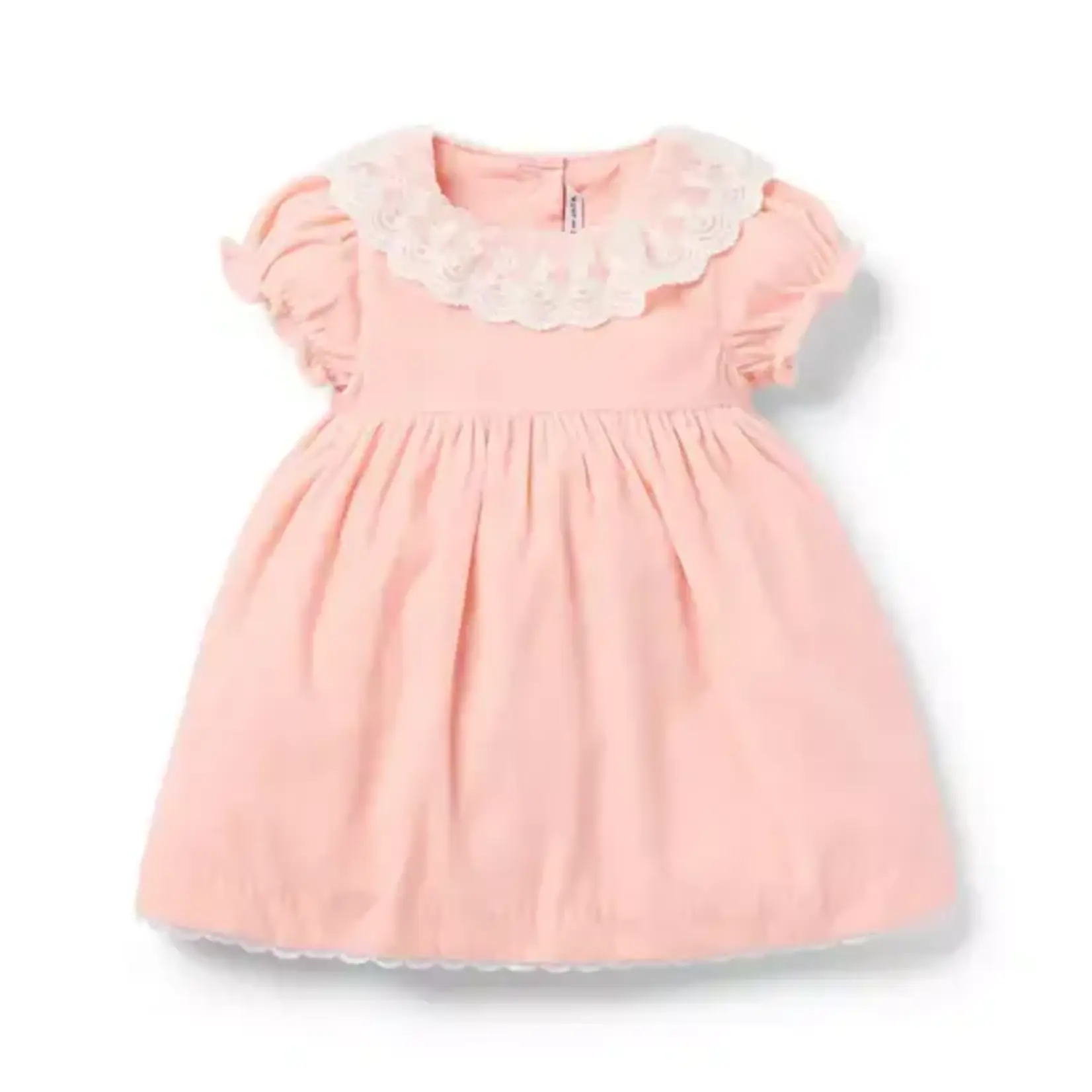 JANIE AND JACK PINK VELVET LACE COLLAR SS DRESS
