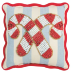 Mudpie Mini Candy Canes Beaded Pillow