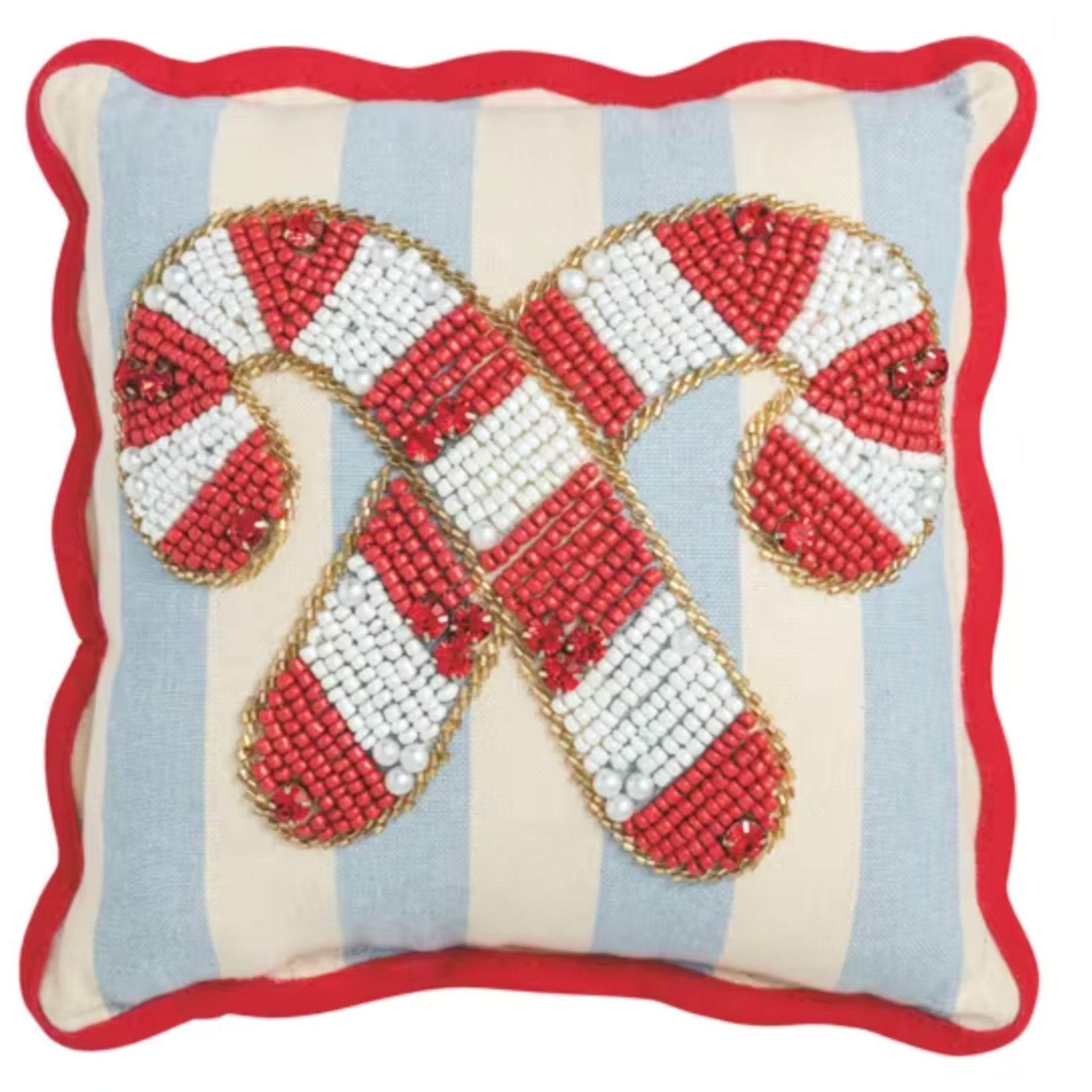 Mudpie Mini Candy Canes Beaded Pillow