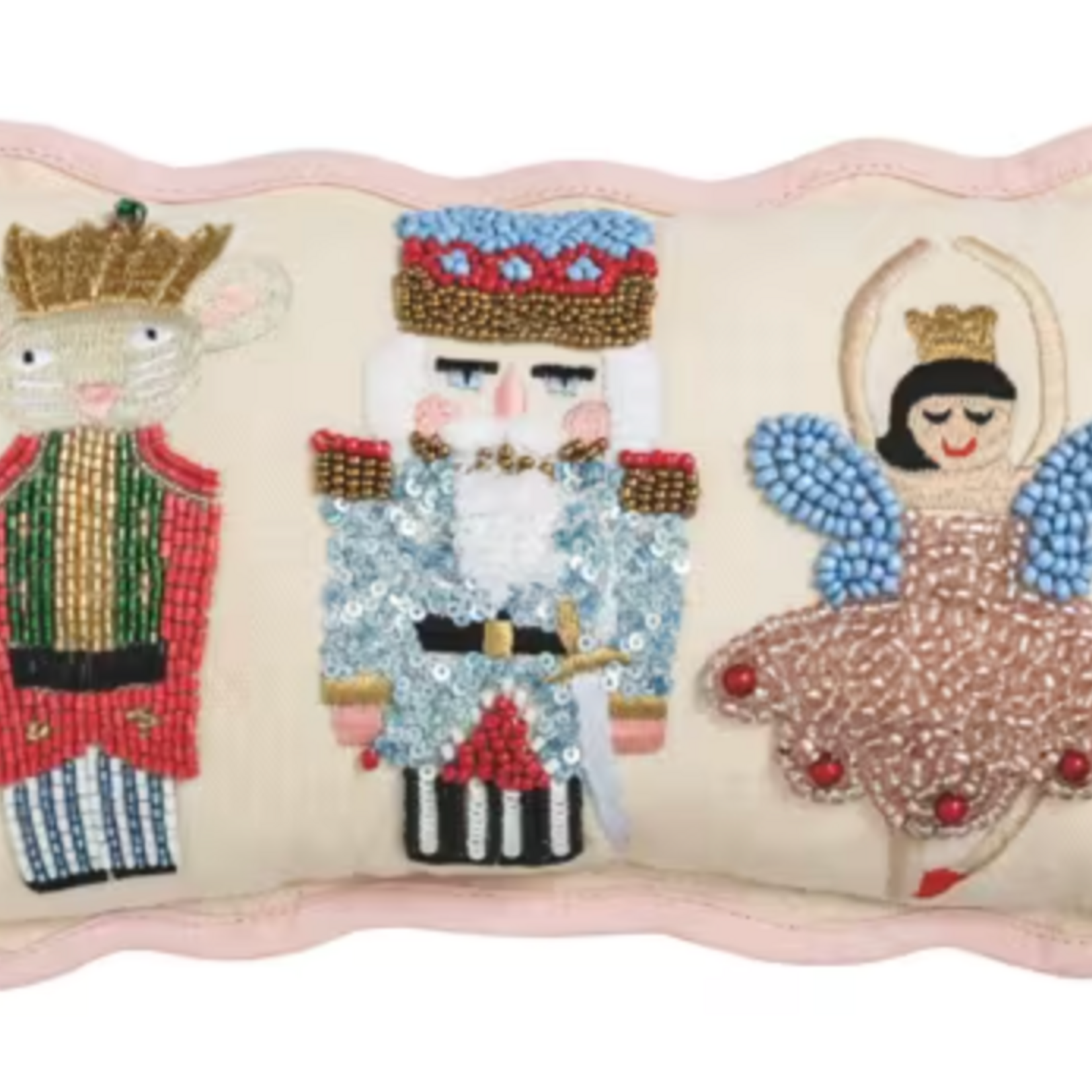 Mudpie Mini Nutcracker Beaded Pillow