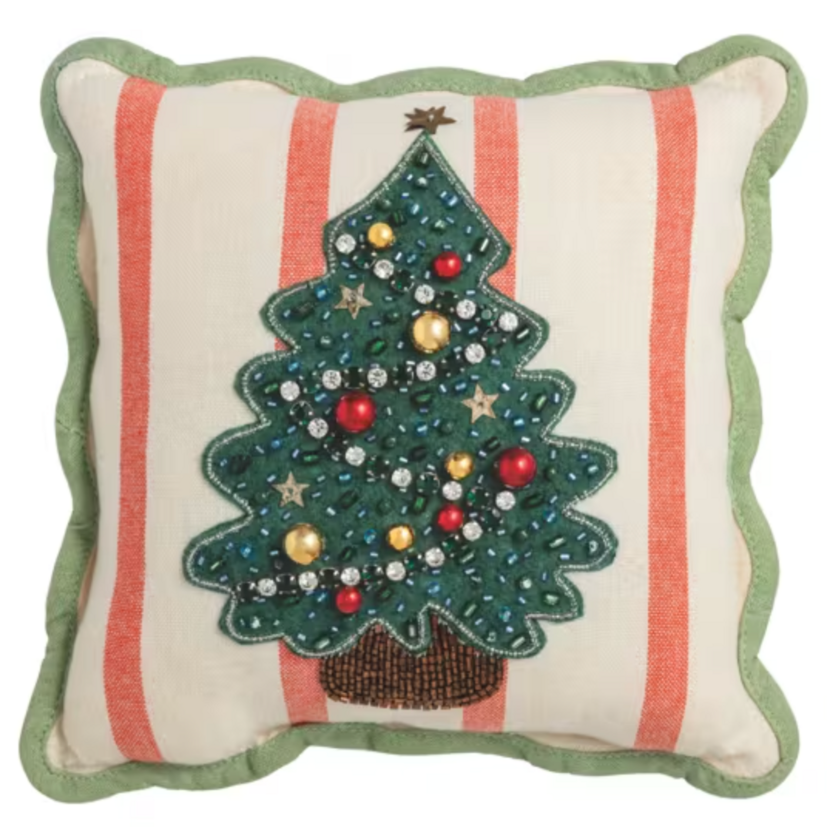 Mudpie Mini Christmas Tree Beaded Pillow