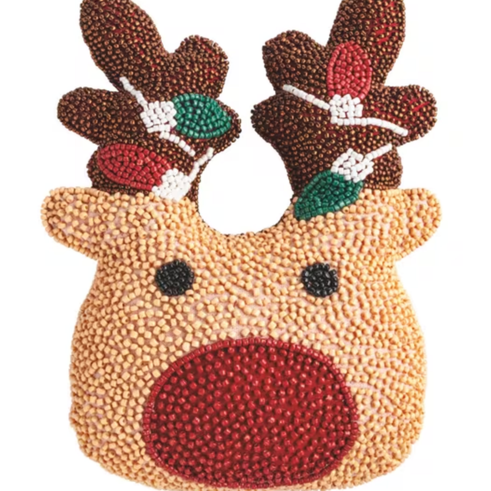 Mudpie Reindeer Beaded Pillow