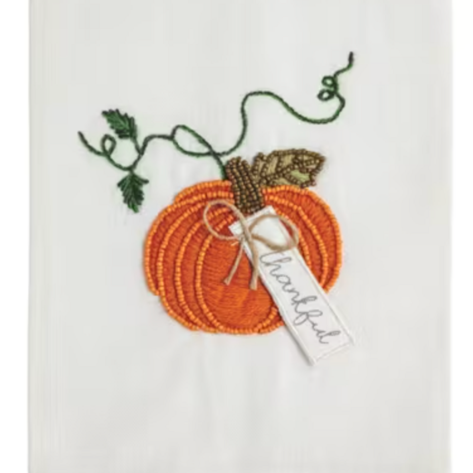 Mudpie Pumpkin Beaded Embroidered Towel