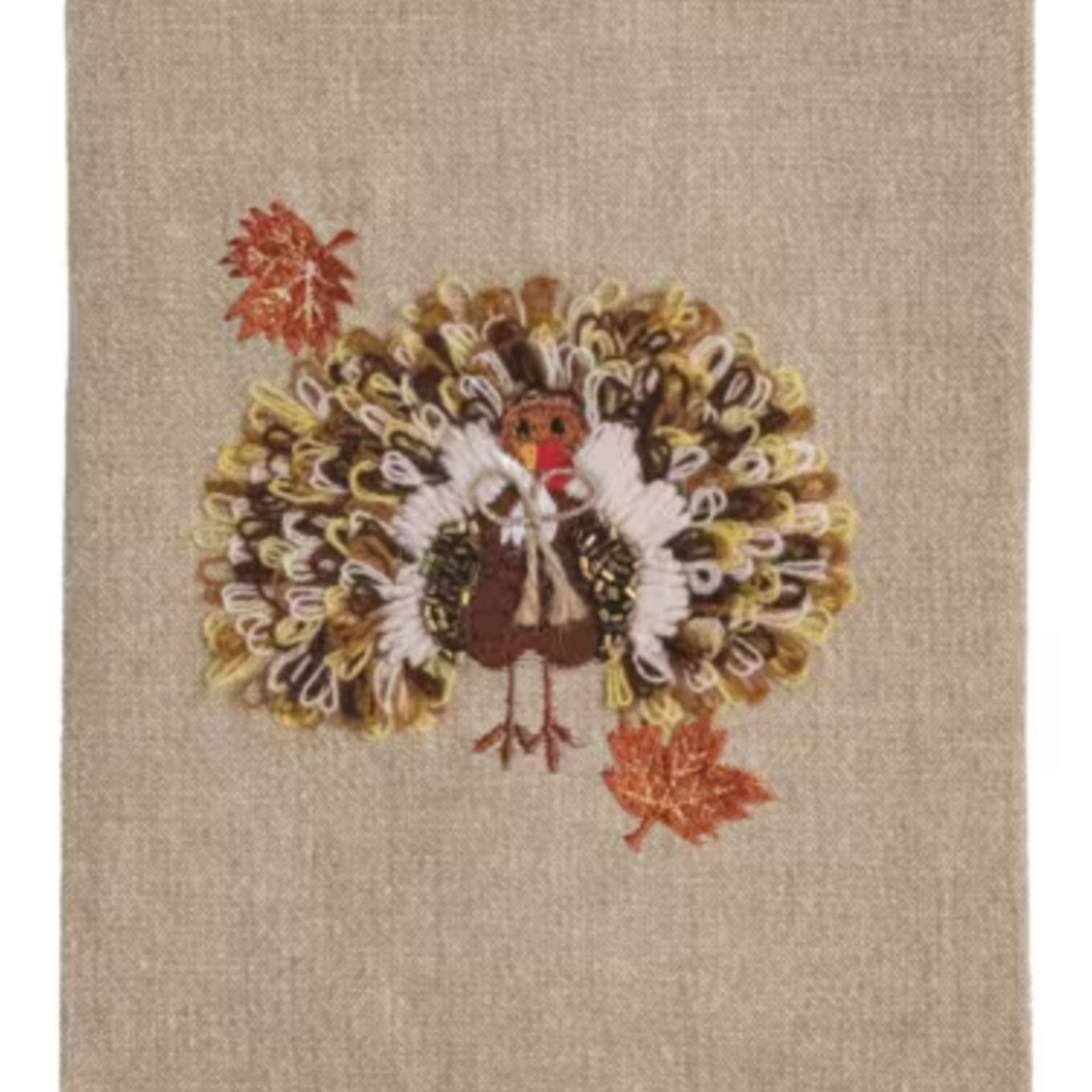 Mudpie Turkey Beaded Embroidered Towel