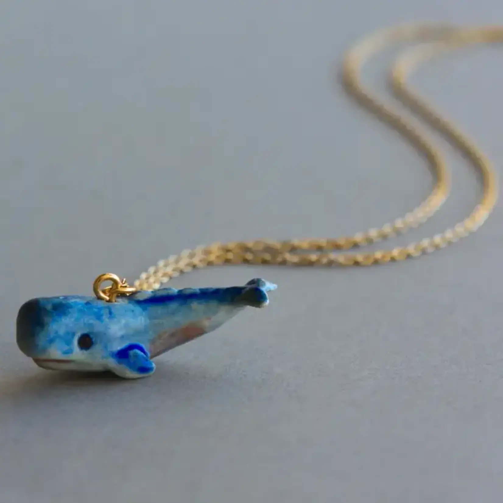 Camp Hollow Porcelain Animal Treasures Blue Whale Necklace
