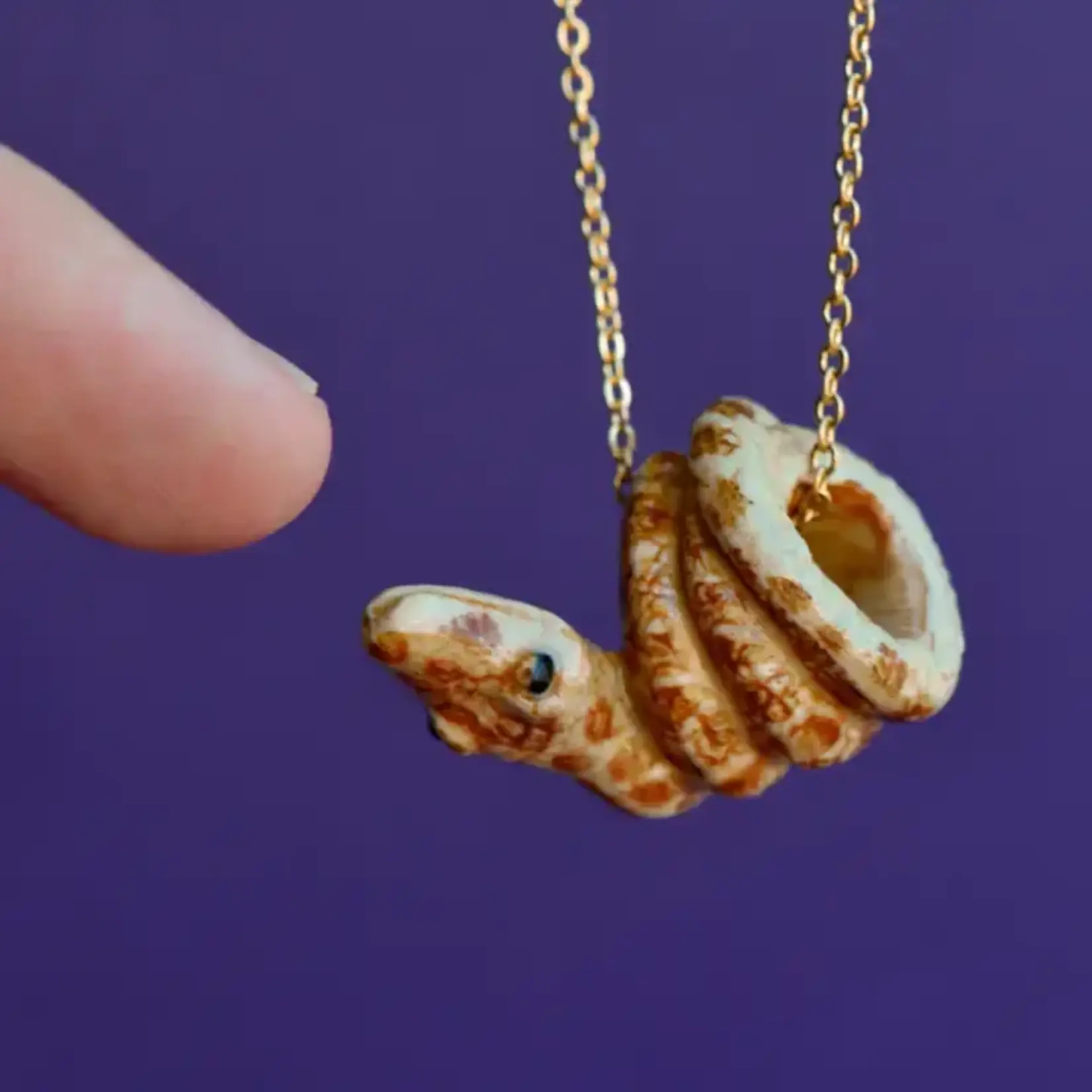 Camp Hollow Porcelain Animal Treasures Brown Python Necklace