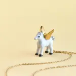 Camp Hollow Porcelain Animal Treasures Gold Pegasus Necklace