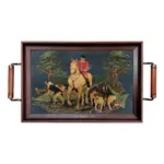 Madison Bay Co Fox Hunt Tapestry Wood and Glass Decorative Tray