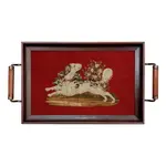 Madison Bay Co Hunting Spaniel Needlepoint Wood and Glass Decorative Tray
