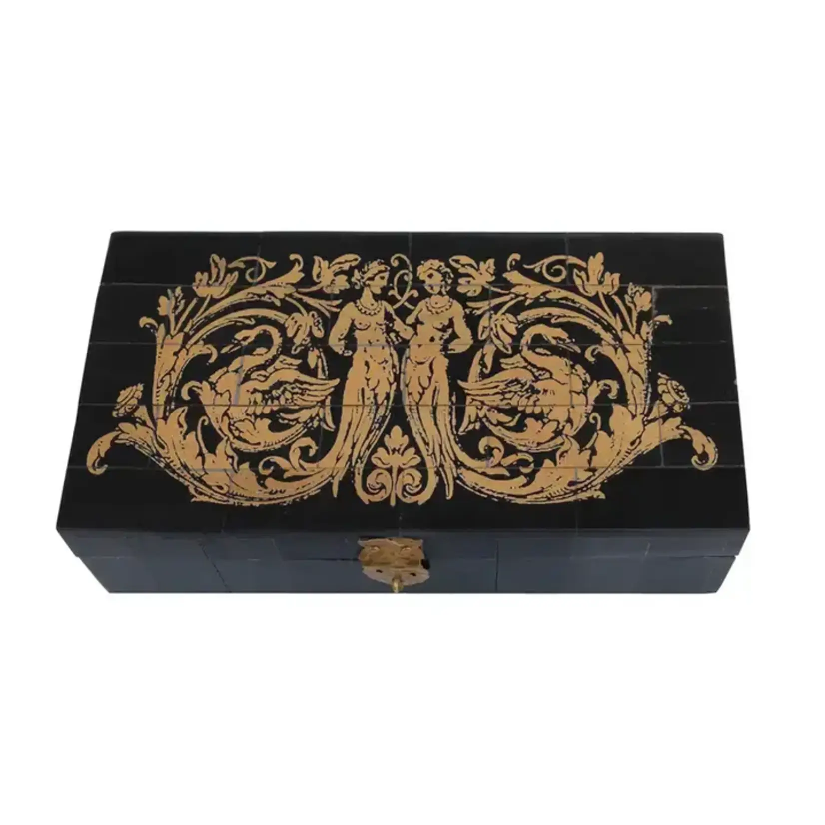 Madison Bay Co Mermaids & Swans Scrimshaw Horn Storage Box