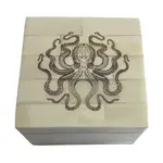 Madison Bay Co Octopus Engraved White Decorative Bone Box