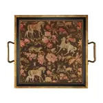Madison Bay Co Pink and Brown Equestrian Fabric Print Decorative Tray