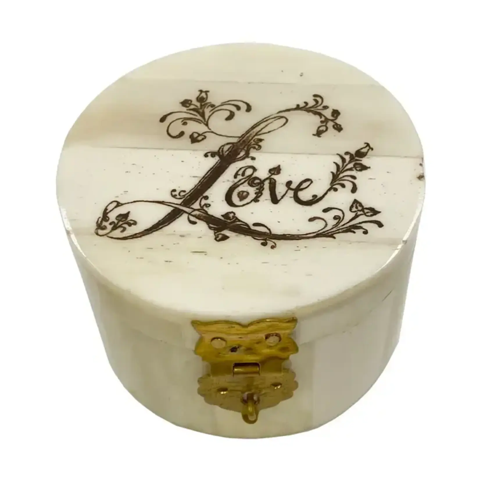 Madison Bay Co Round Bone Ring Box Engraved  "Love"