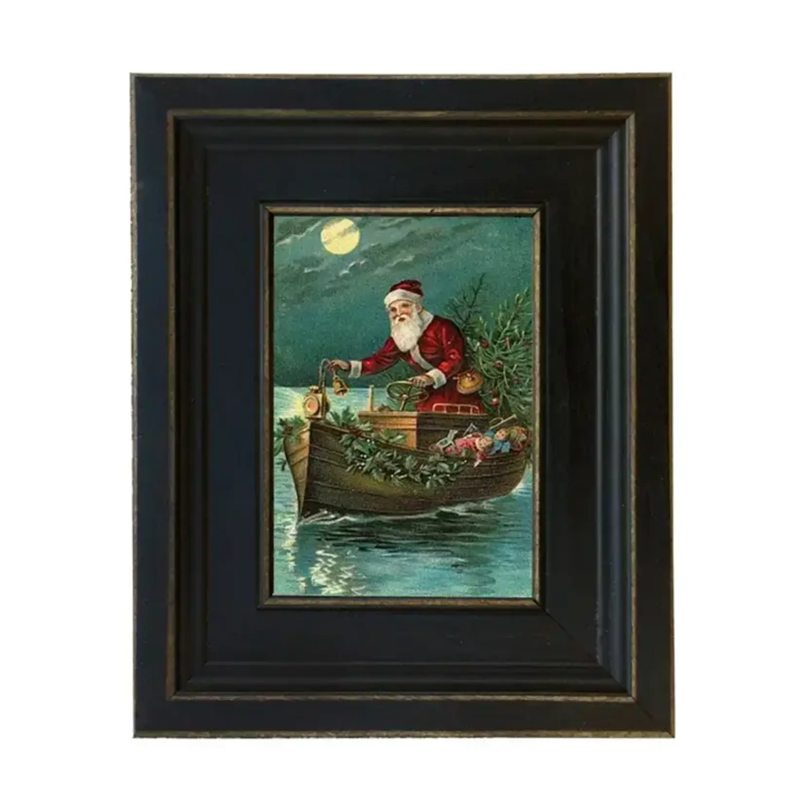 Madison Bay Co Santa Delivering Toys By Boat Vintage Painting Print