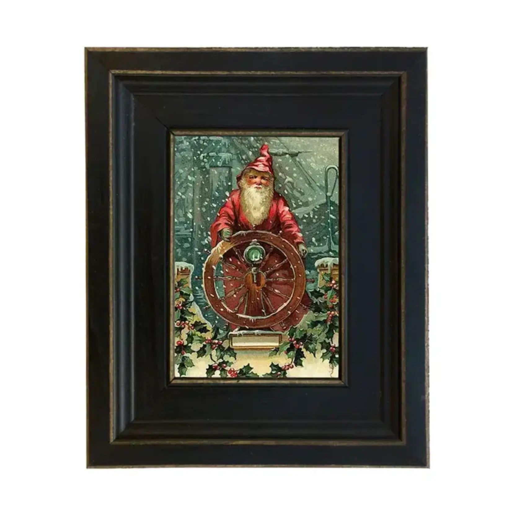 Madison Bay Co Santa At Ships Wheel Vintage Painting Print On Canvas
