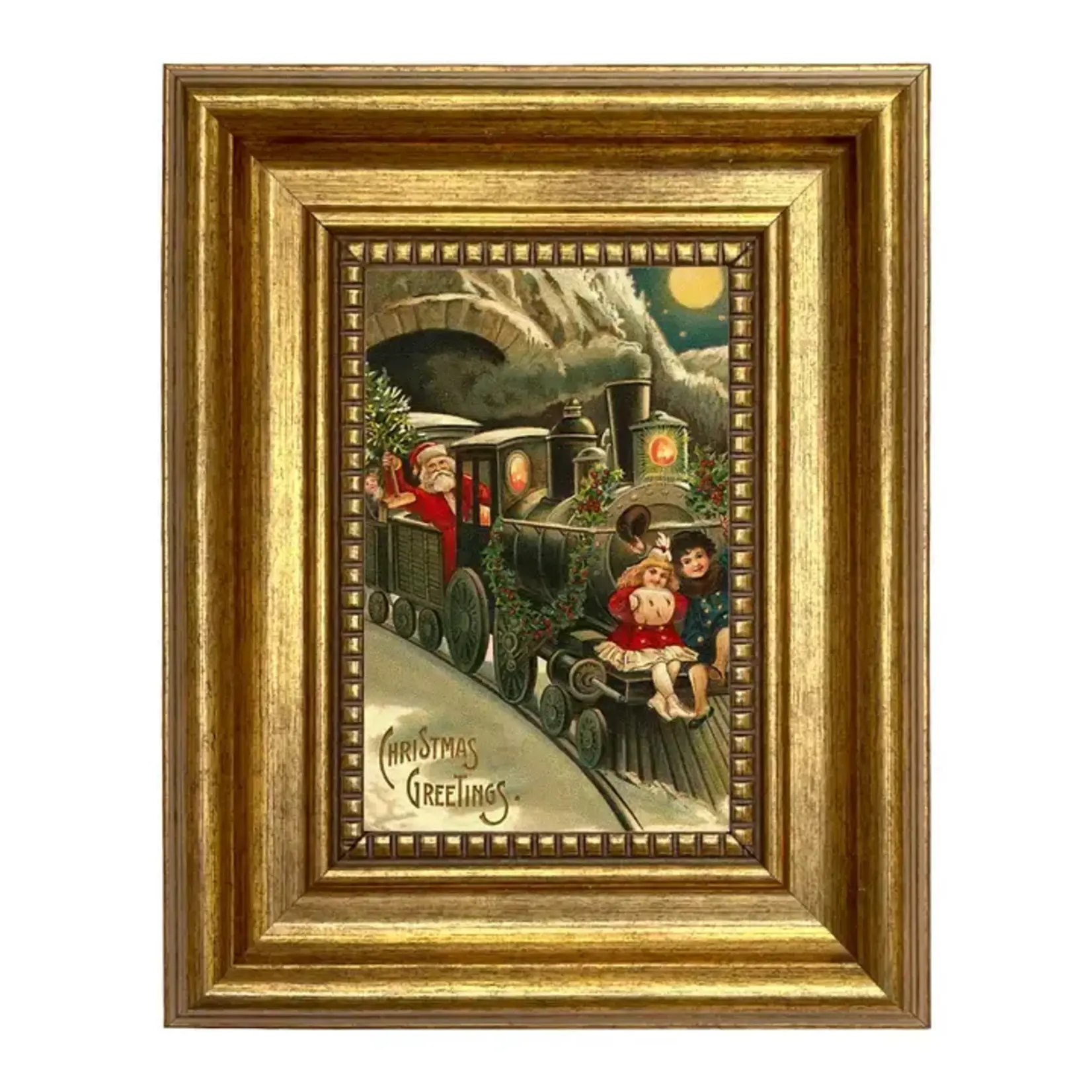 Madison Bay Co Santa's Christmas Train Victorian Print On Canvas Gold Frame