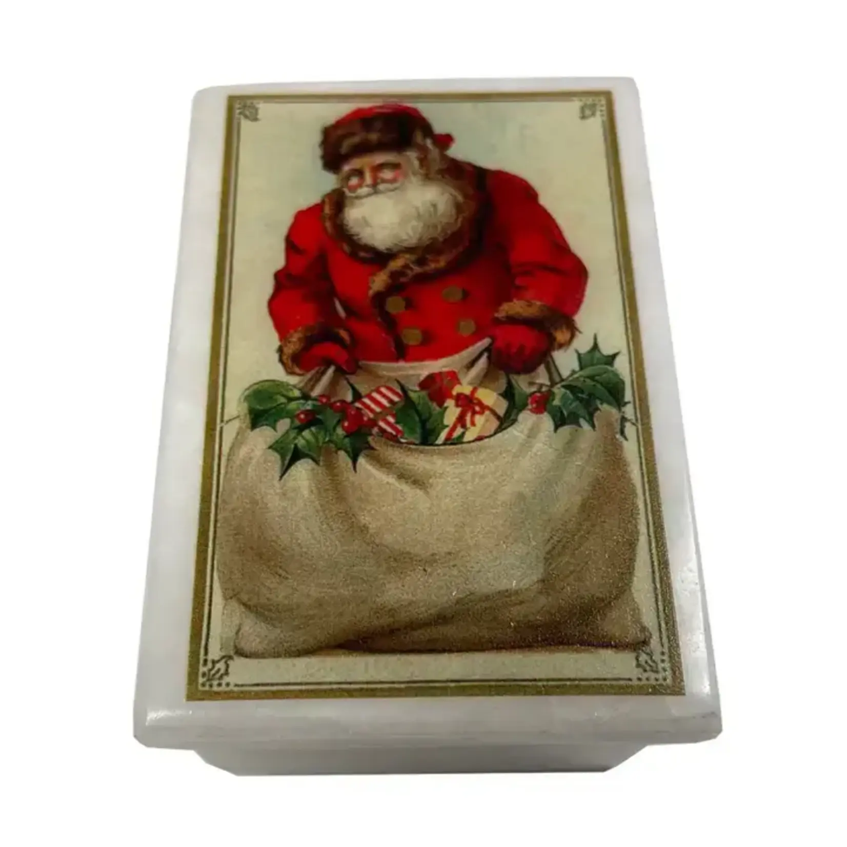 Madison Bay Co Victorian Santa with Toy Bag White Stone Trinket Box