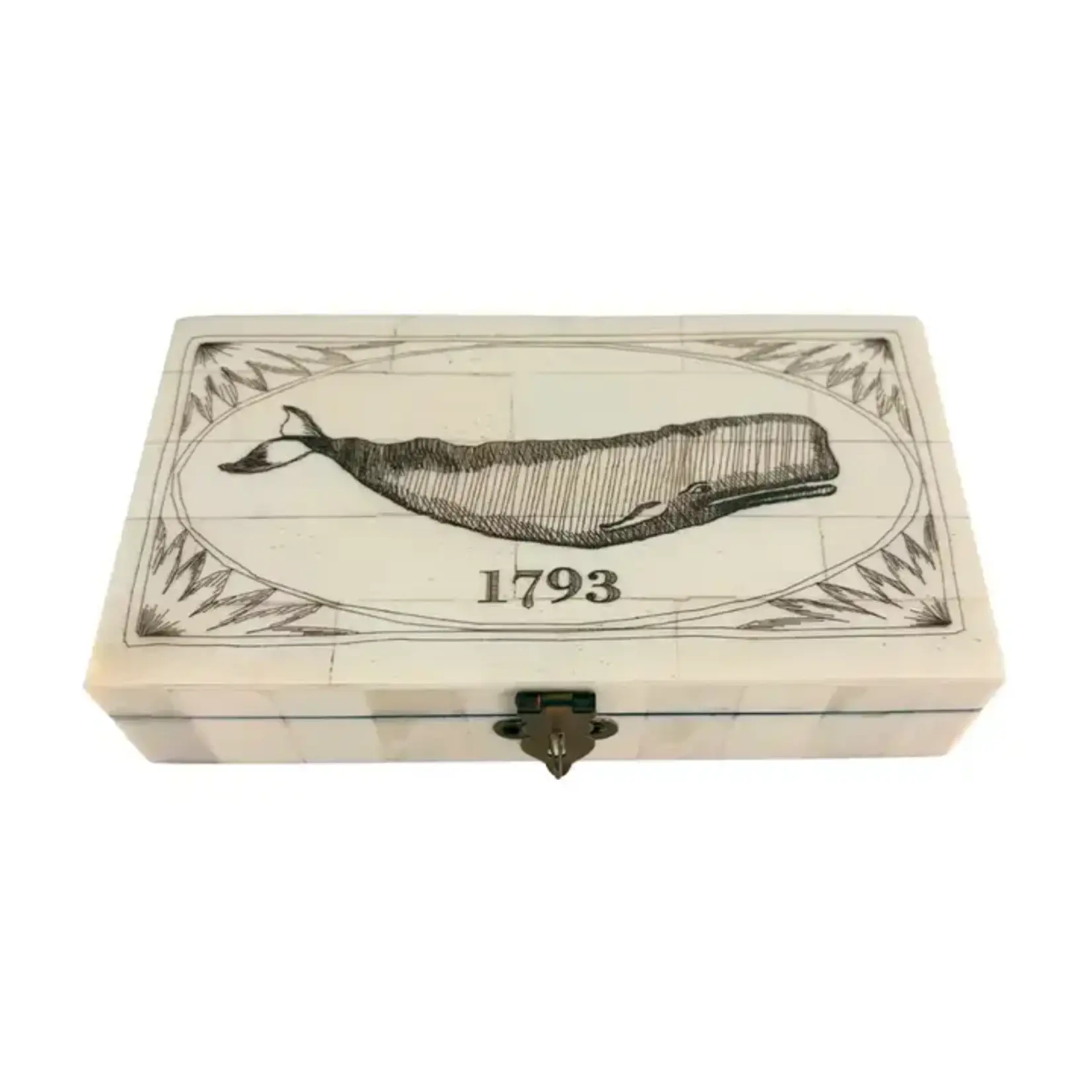 Madison Bay Co Whale 1793 Engraved Scrimshaw Bone Box