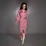 Nuvula Pink Satin Caftan Long Sleeve Maxi Dress