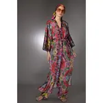 Nuvula Red Golden Duchess Floral Satin Kimono