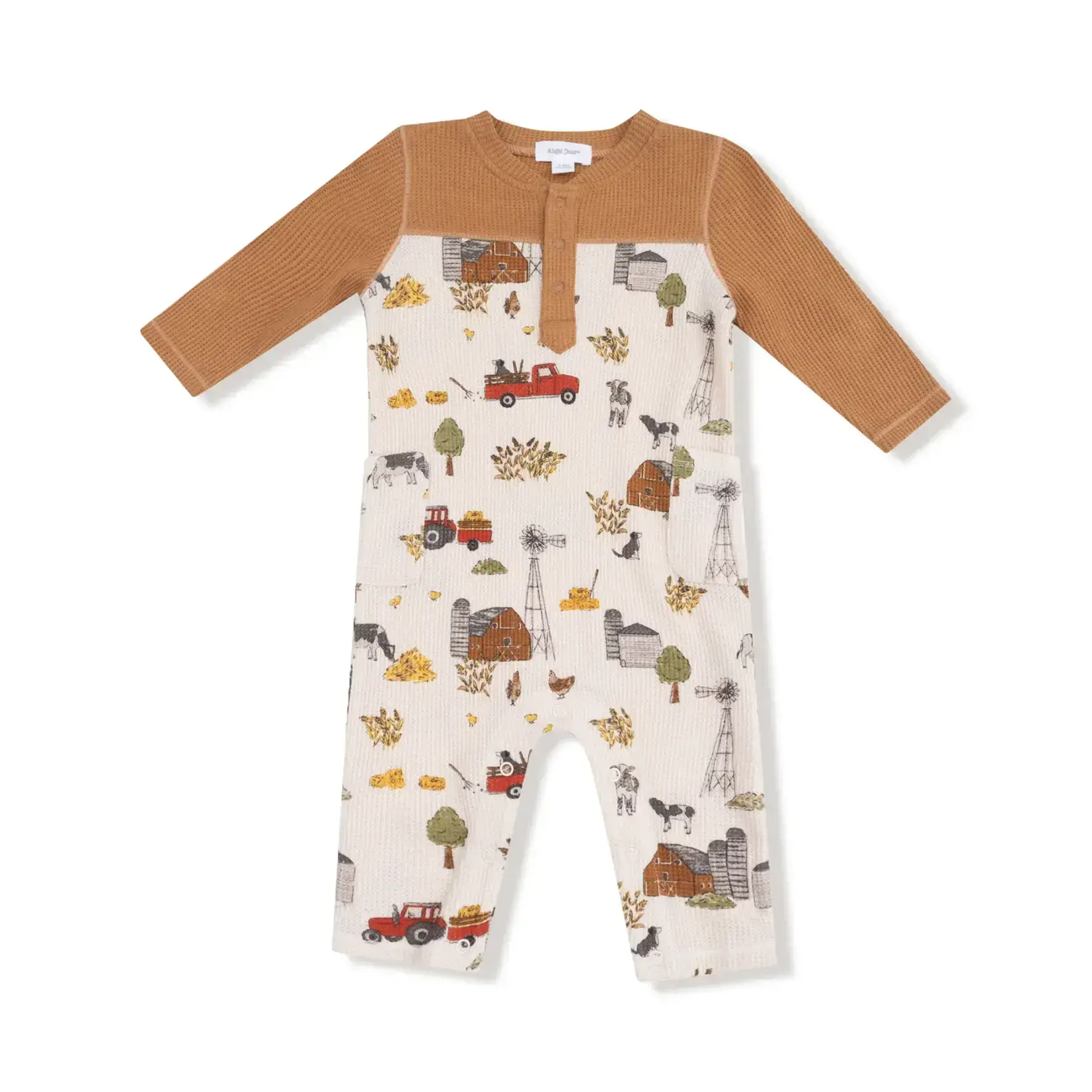 Angel Dear Hay Farmer - Romper w/ Contrast Sleeves